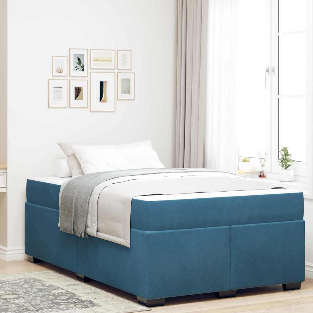 Bedframe met matras Donkerblauw 120 x 200 cm Stof – afbeelding 1