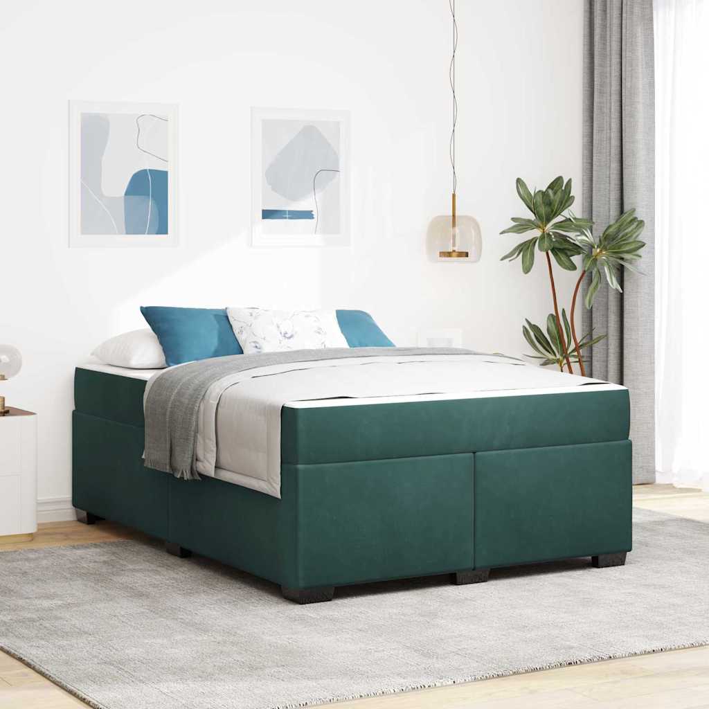 Bedframe met matras Donkergroen 140 x 200 cm Stof – afbeelding 1