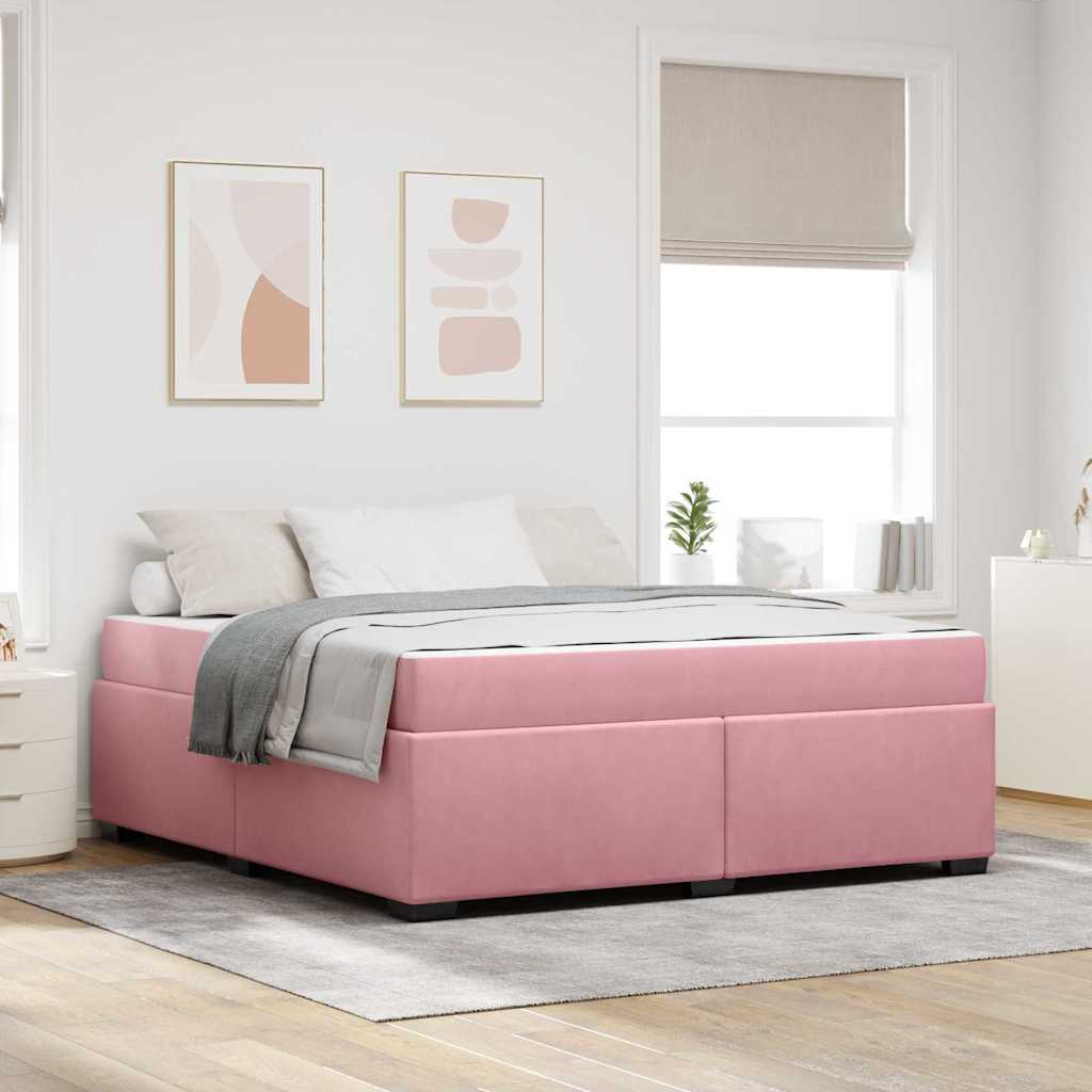 Bedframe met matras Roze 180 x 200 cm Stof – afbeelding 1