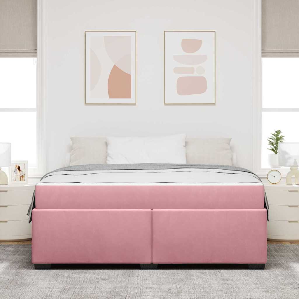 Bedframe met matras Roze 180 x 200 cm Stof – afbeelding 3