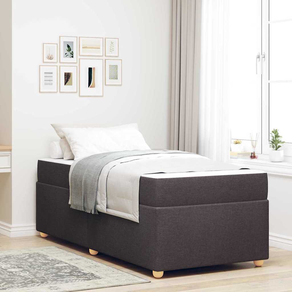 Bedframe met matras Donkerbruin 90 x 190 cm Stof – afbeelding 1