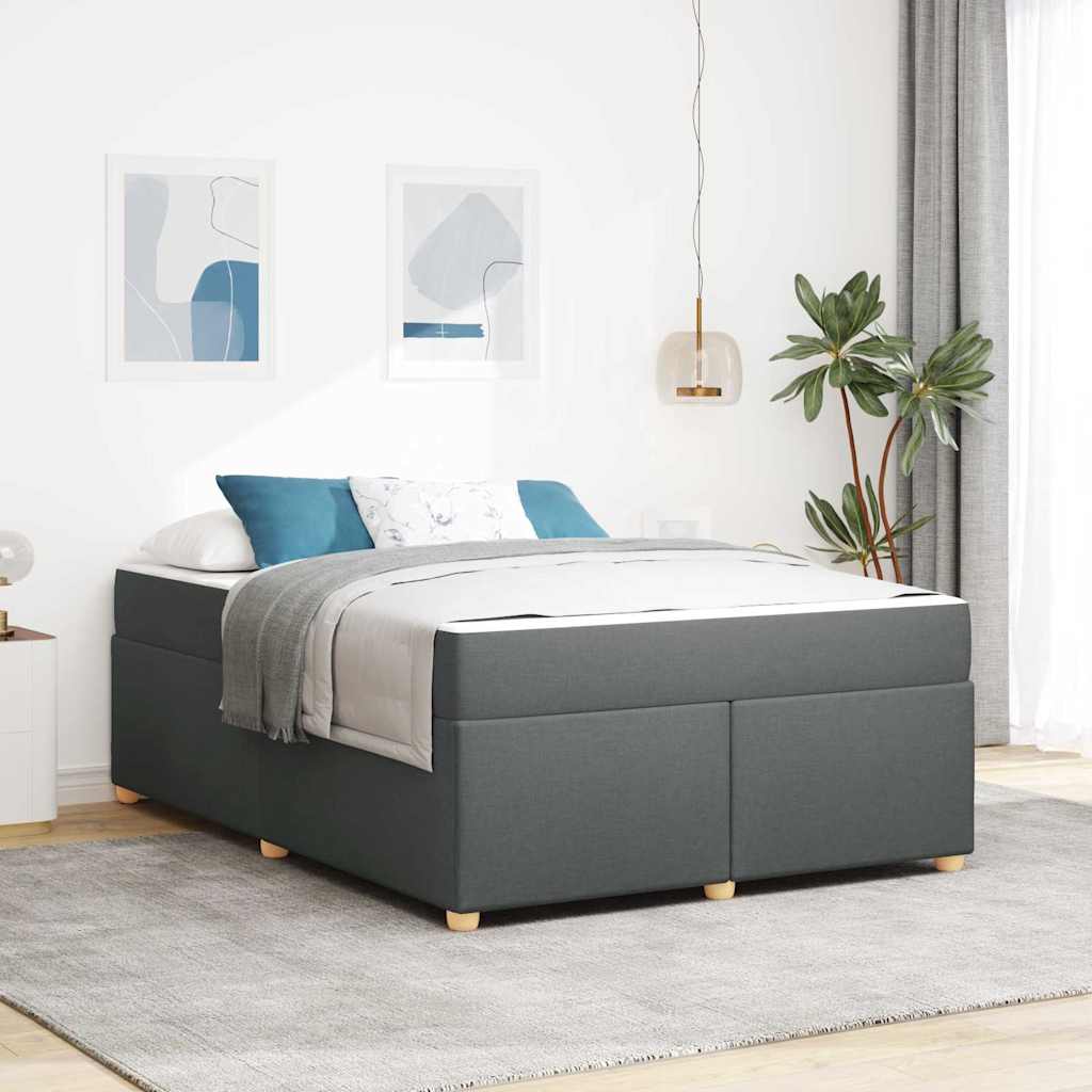 Bedframe met matras Donkergrijs 140 x 200 cm Stof – afbeelding 1