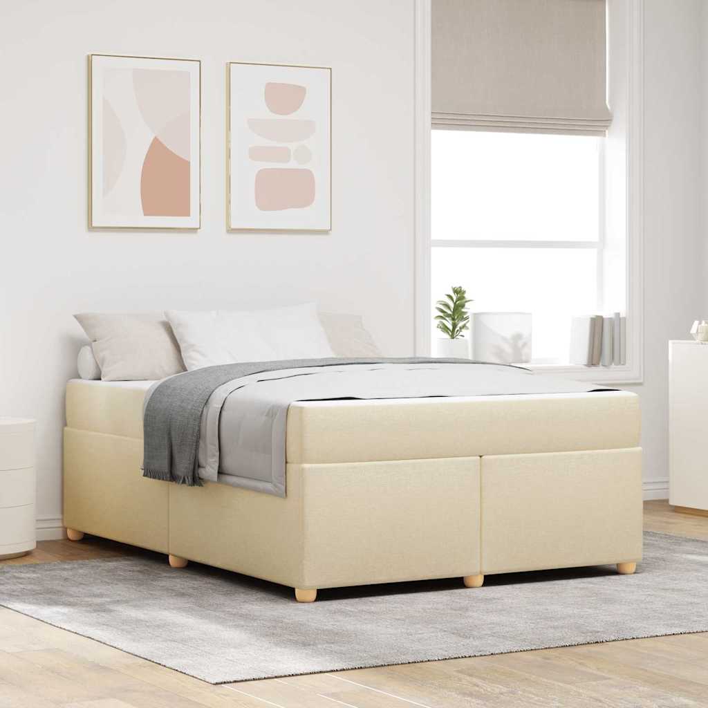 Bedframe met matras Crème 140 x 200 cm Stof – afbeelding 1