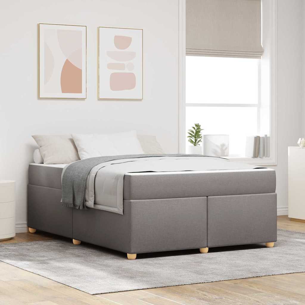 Bedframe met matras Taupe 160 x 200 cm Stof – afbeelding 1