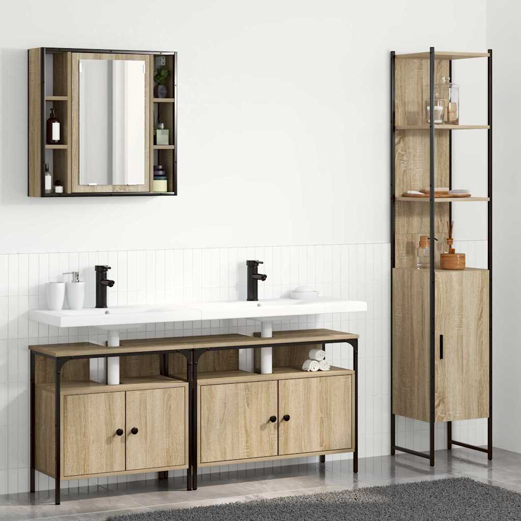 Badkamermeubelset met plank 4 pcs Sonoma Eiken Bewerkt hout