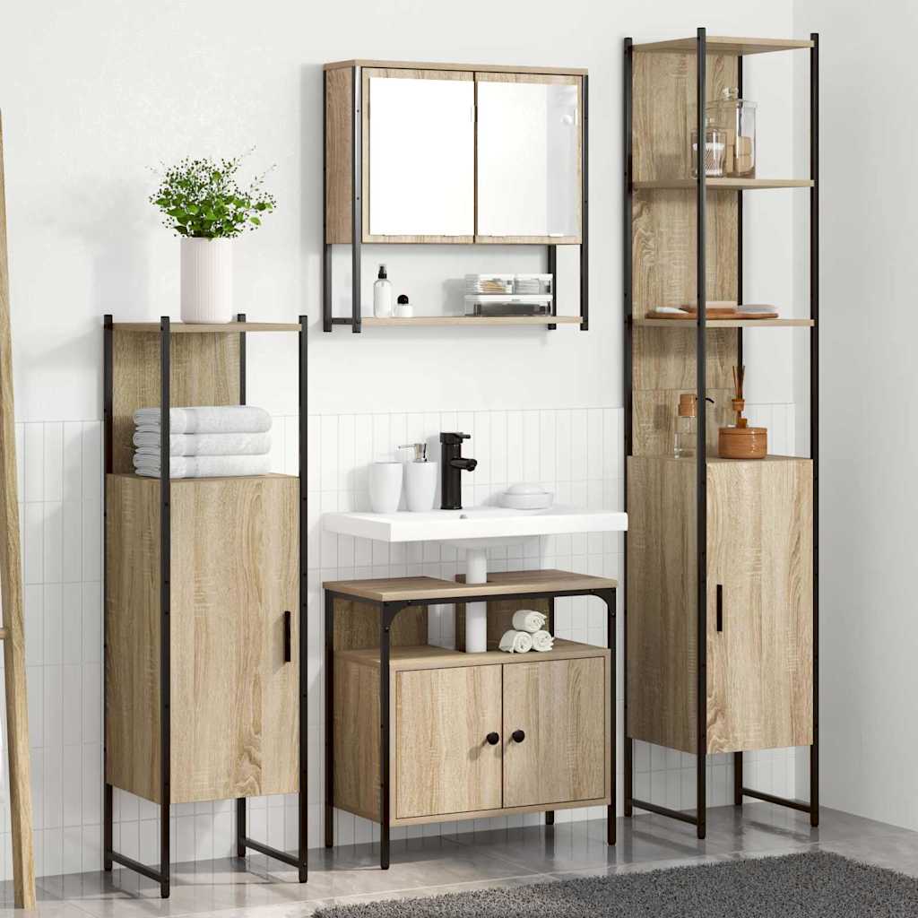 Badkamermeubelset met plank 4 pcs Sonoma Eiken Bewerkt hout
