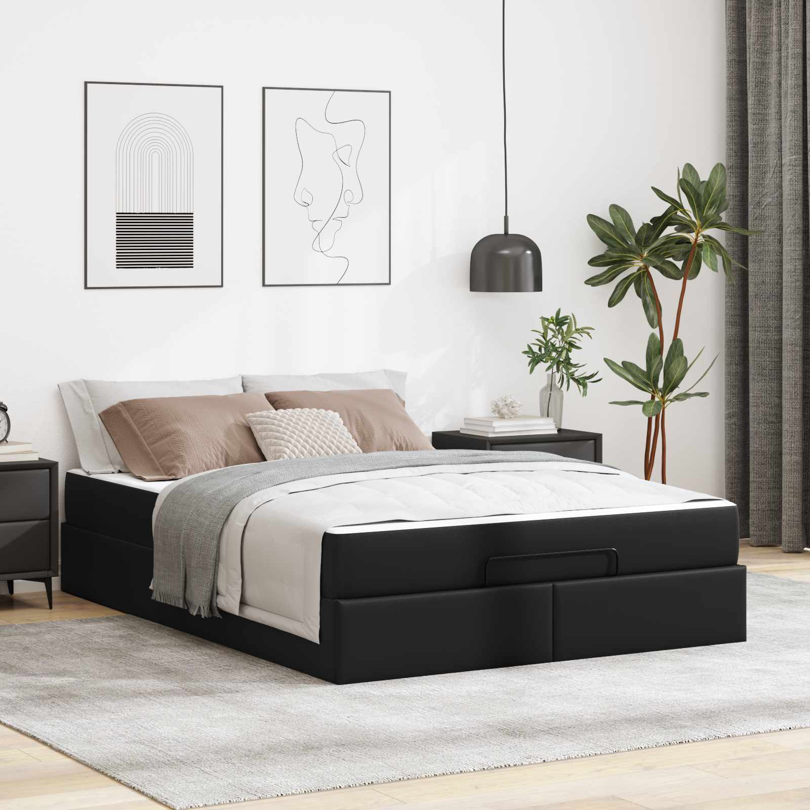 Bedframe met matras Anders 2 pcs Zwart PVC