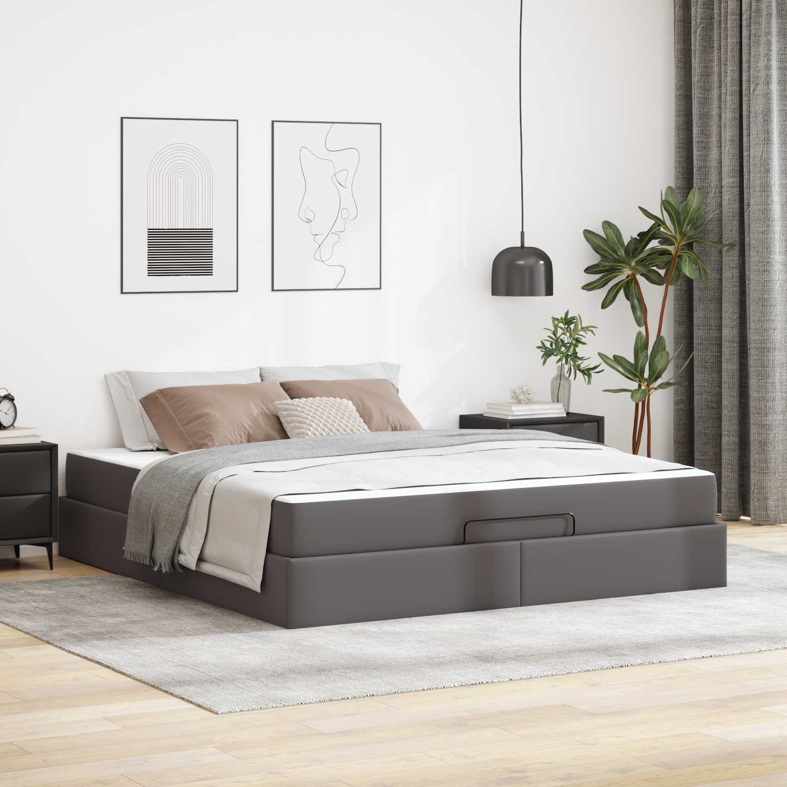 Bedframe met matras Anders 2 pcs Grijs PVC – afbeelding 1