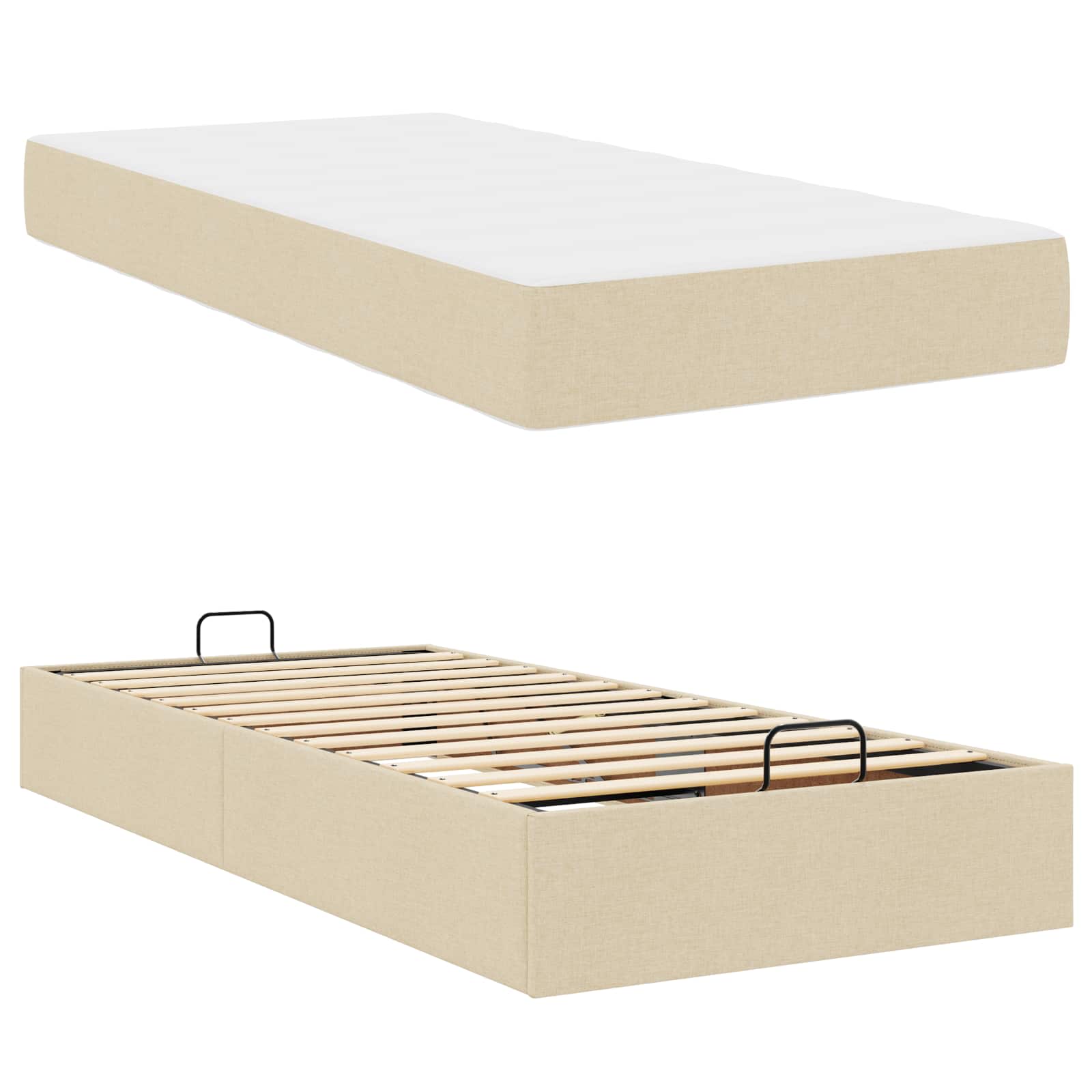 Bedframe met matras 2 st Crème Stof – afbeelding 6