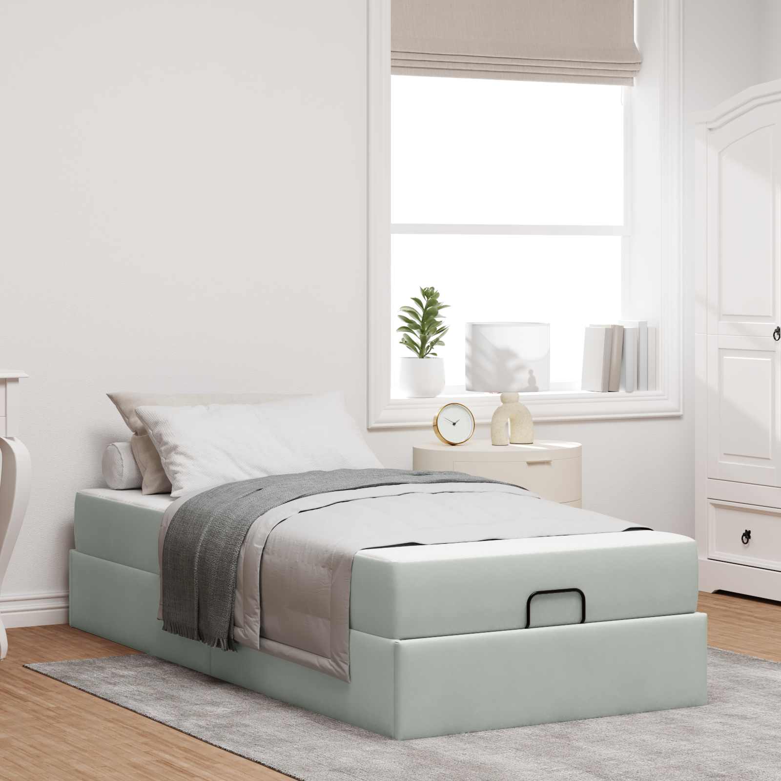 Bedframe met matras 2 pcs Lichtgrijs Fluweel – afbeelding 1