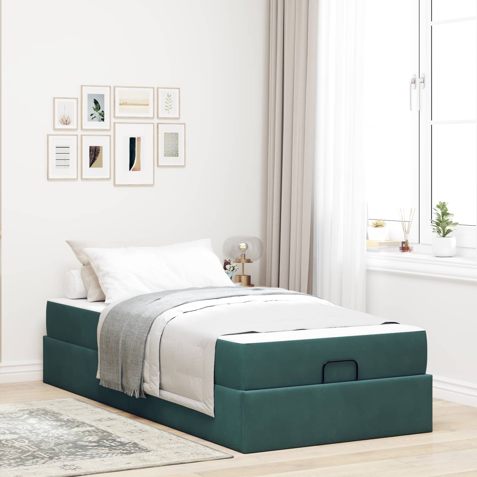 Bedframe met matras 2 pcs Groen Fluweel – afbeelding 1