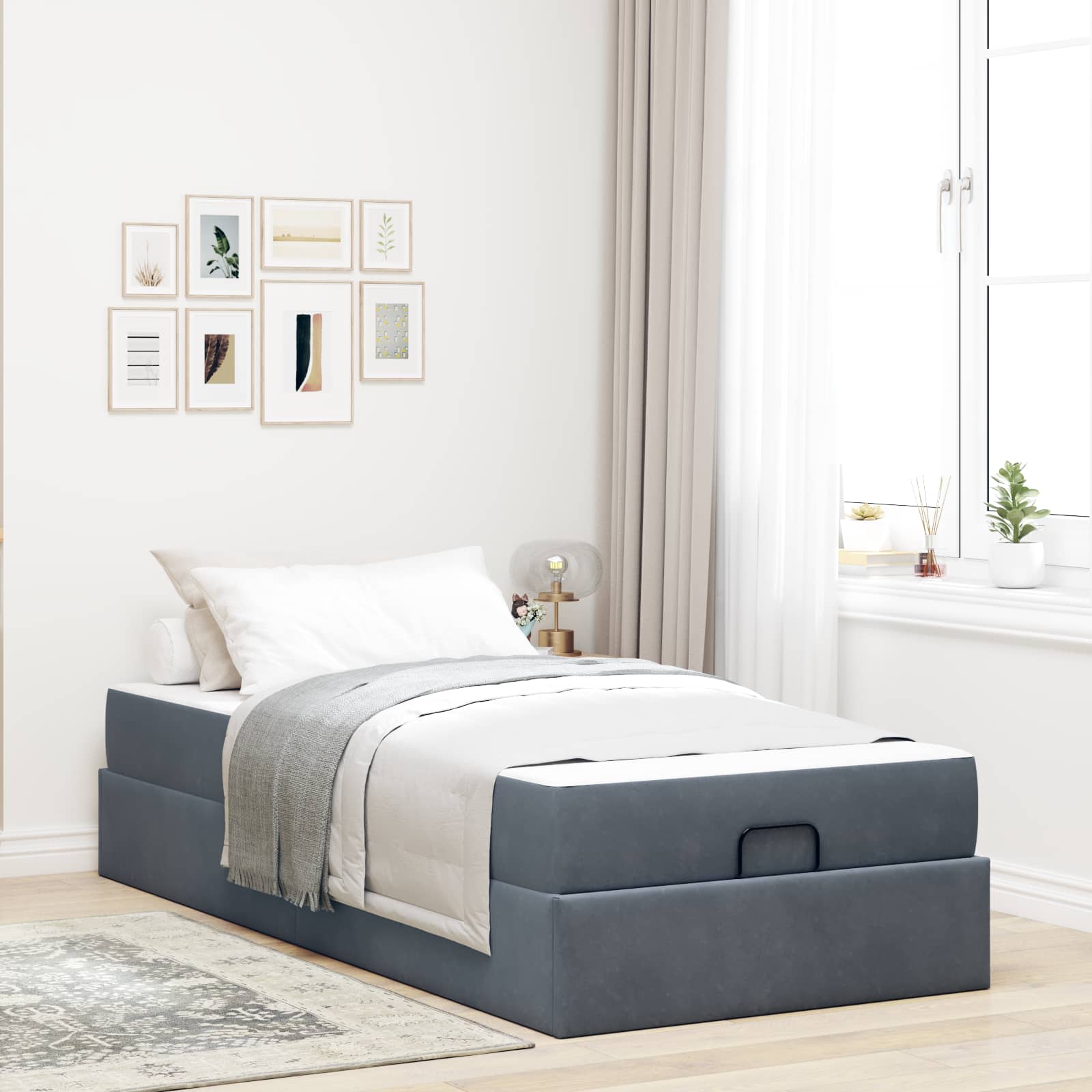 Bedframe met matras 2 pcs Dim Grijs Fluweel – afbeelding 1