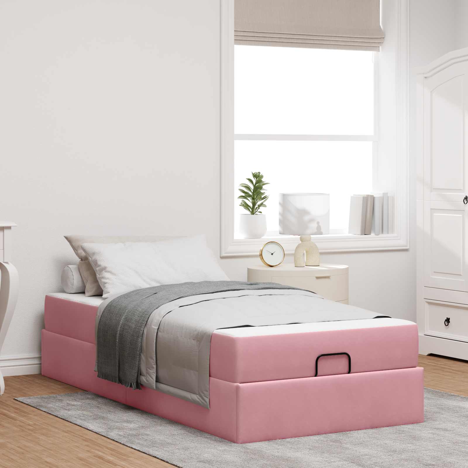 Bedframe met matras 2 pcs Roze Fluweel – afbeelding 1