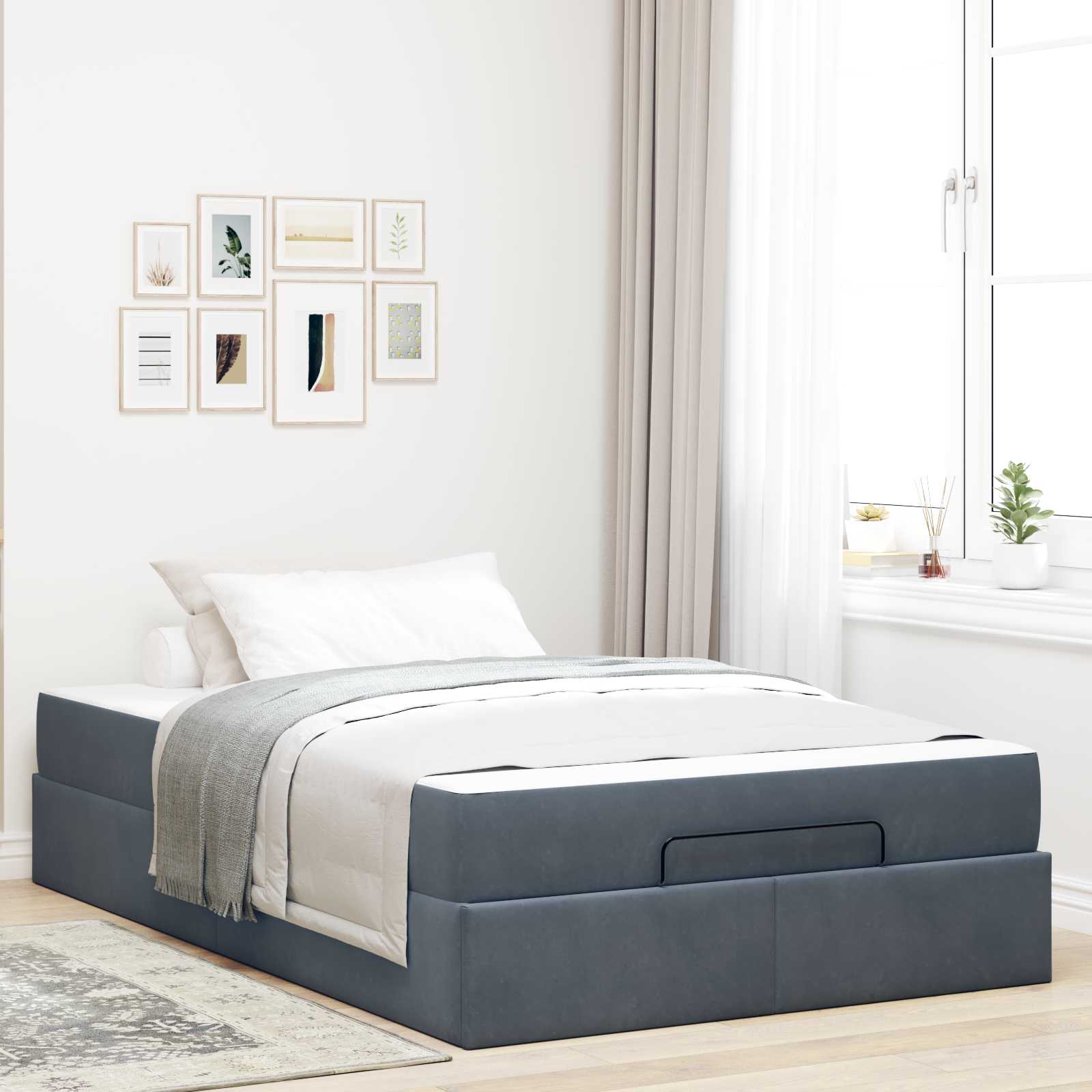 Bedframe met matras 2 pcs Dim Grijs Fluweel – afbeelding 1