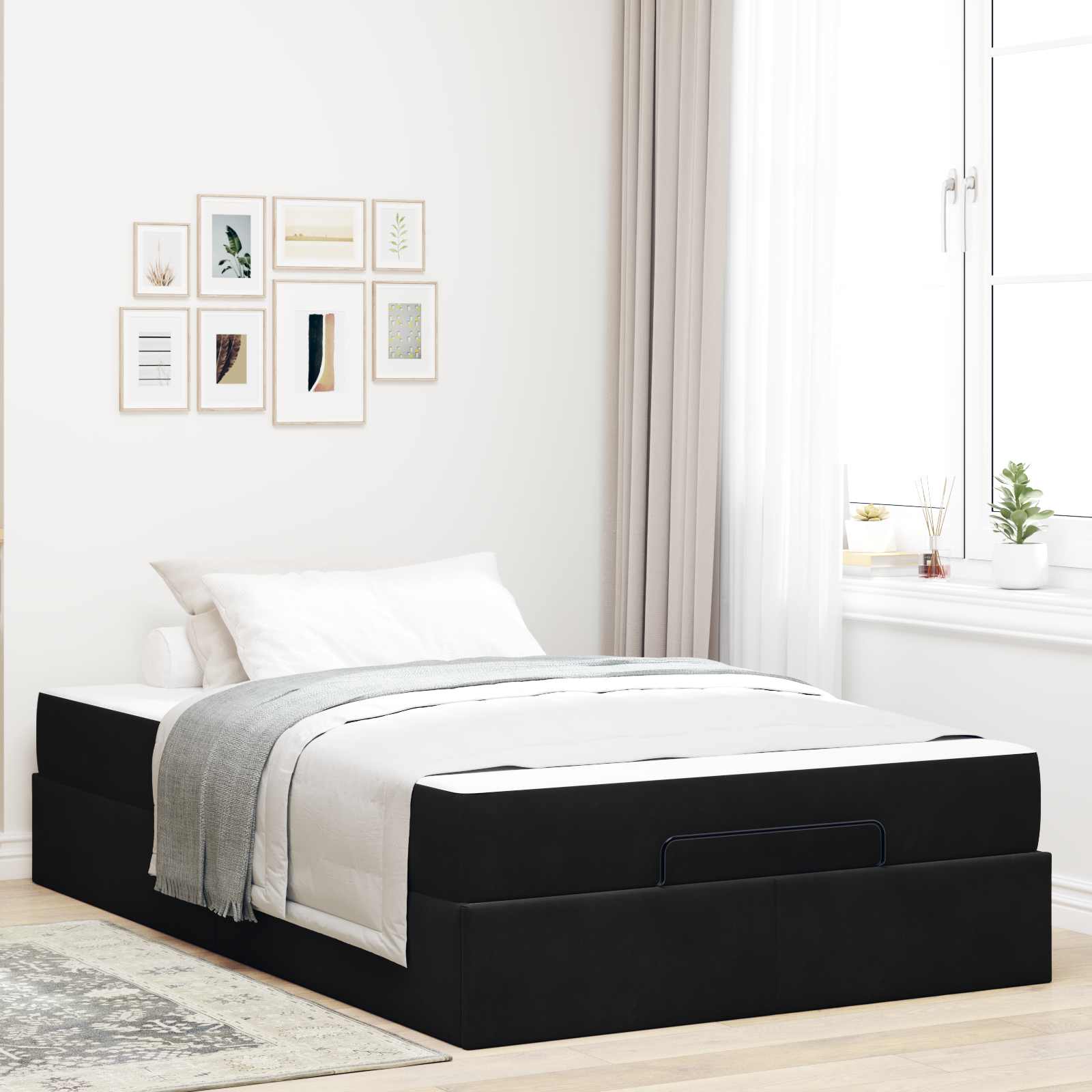 Bedframe met matras 2 pcs Zwart Fluweel – afbeelding 1