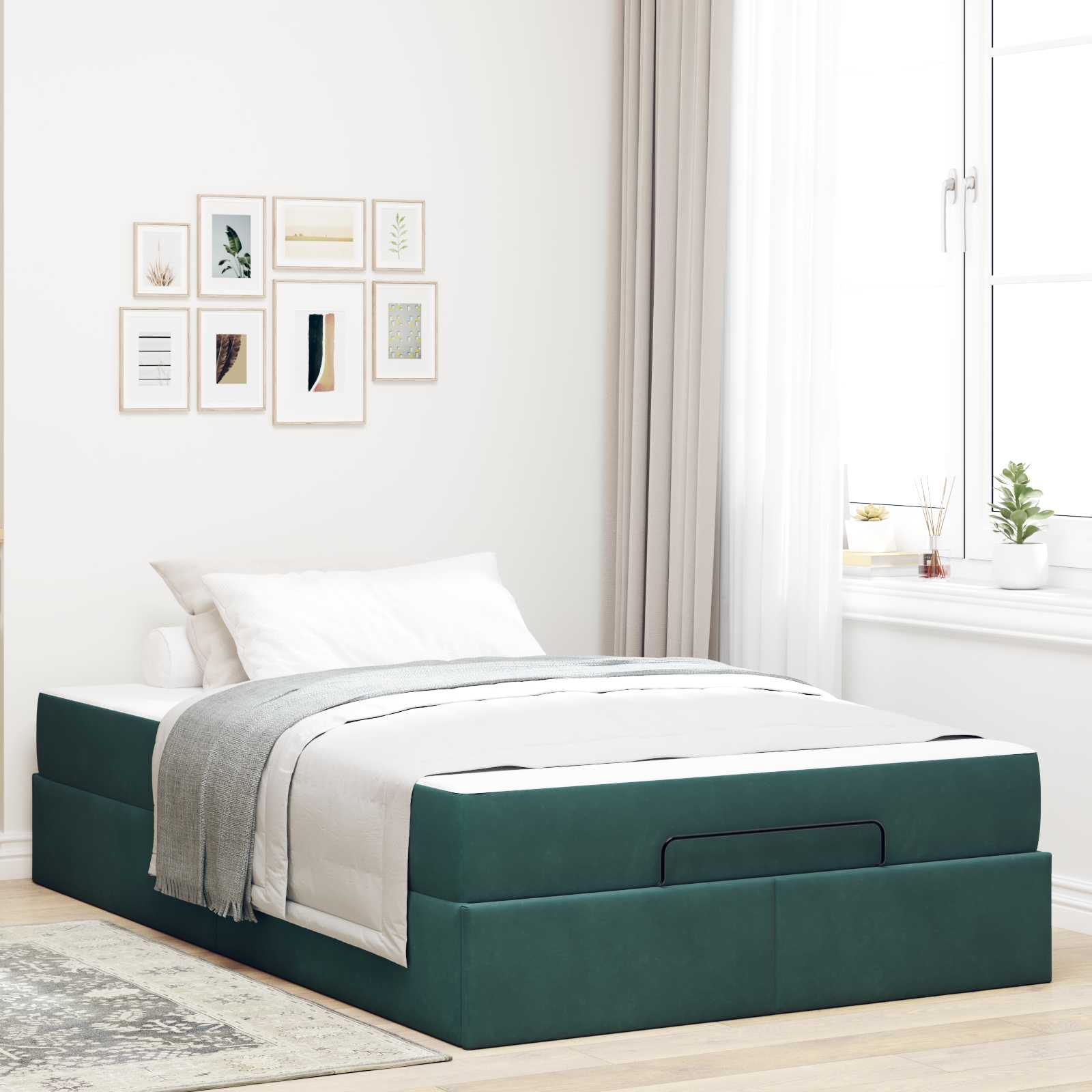 Bedframe met matras 2 pcs Groen Fluweel – afbeelding 1