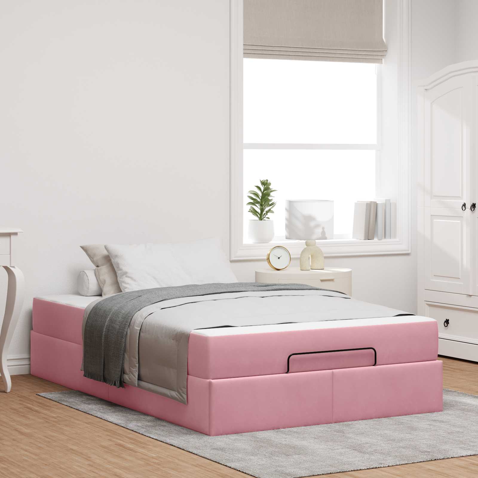 Bedframe met matras 2 pcs Roze Fluweel – afbeelding 1