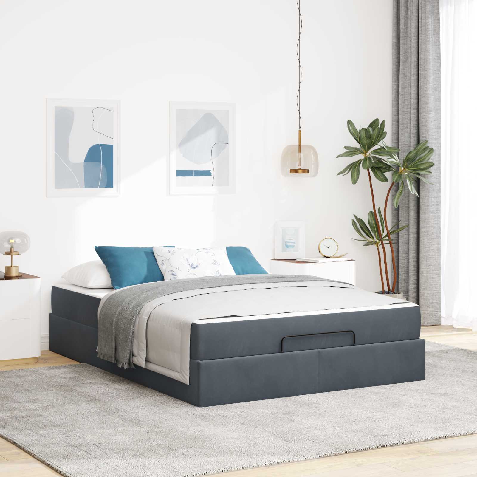 Bedframe met matras 2 pcs Dim Grijs Fluweel – afbeelding 1