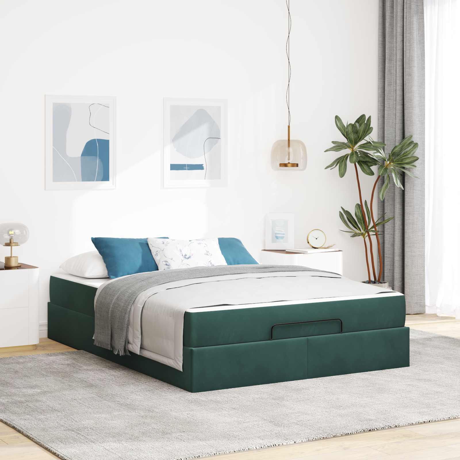 Bedframe met matras 2 pcs Groen Fluweel – afbeelding 1