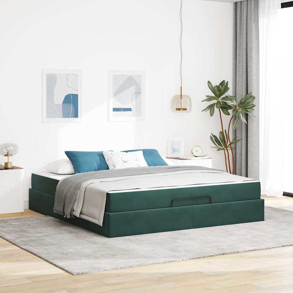 Bedframe met matras 2 pcs Groen Fluweel – afbeelding 1