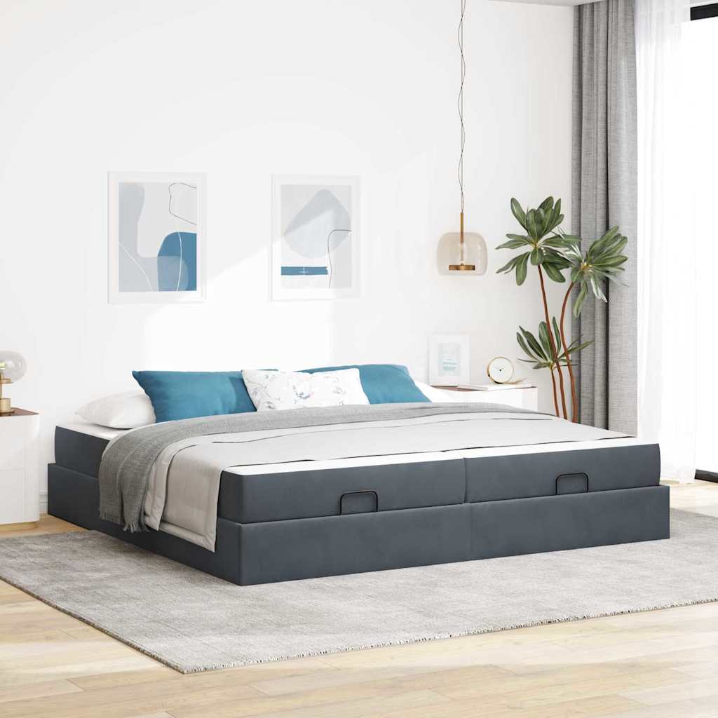 Bedframe met matras met matras 2 pcs Dim Grijs Fluweel – afbeelding 1