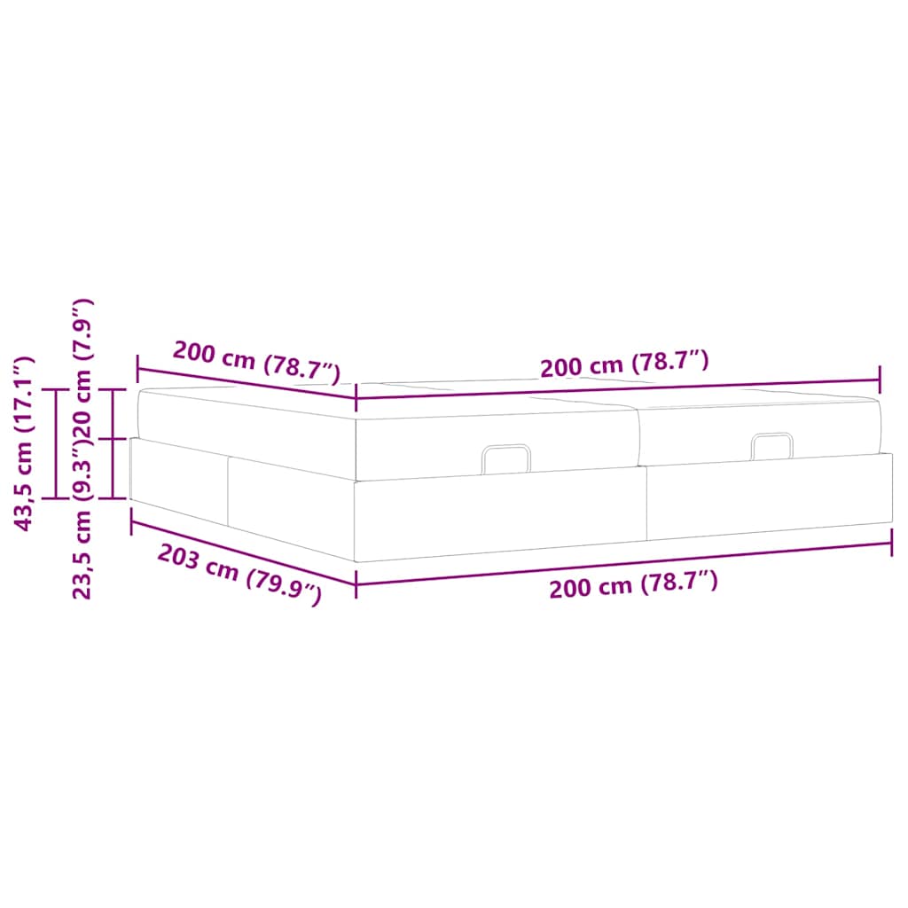 Bedframe met matras met matras 2 pcs Zwart Fluweel – afbeelding 11