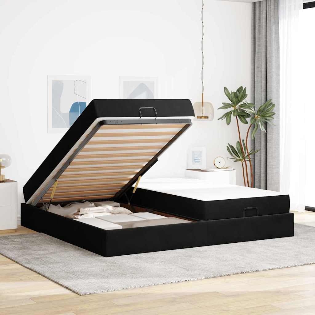 Bedframe met matras met matras 2 pcs Zwart Fluweel – afbeelding 3