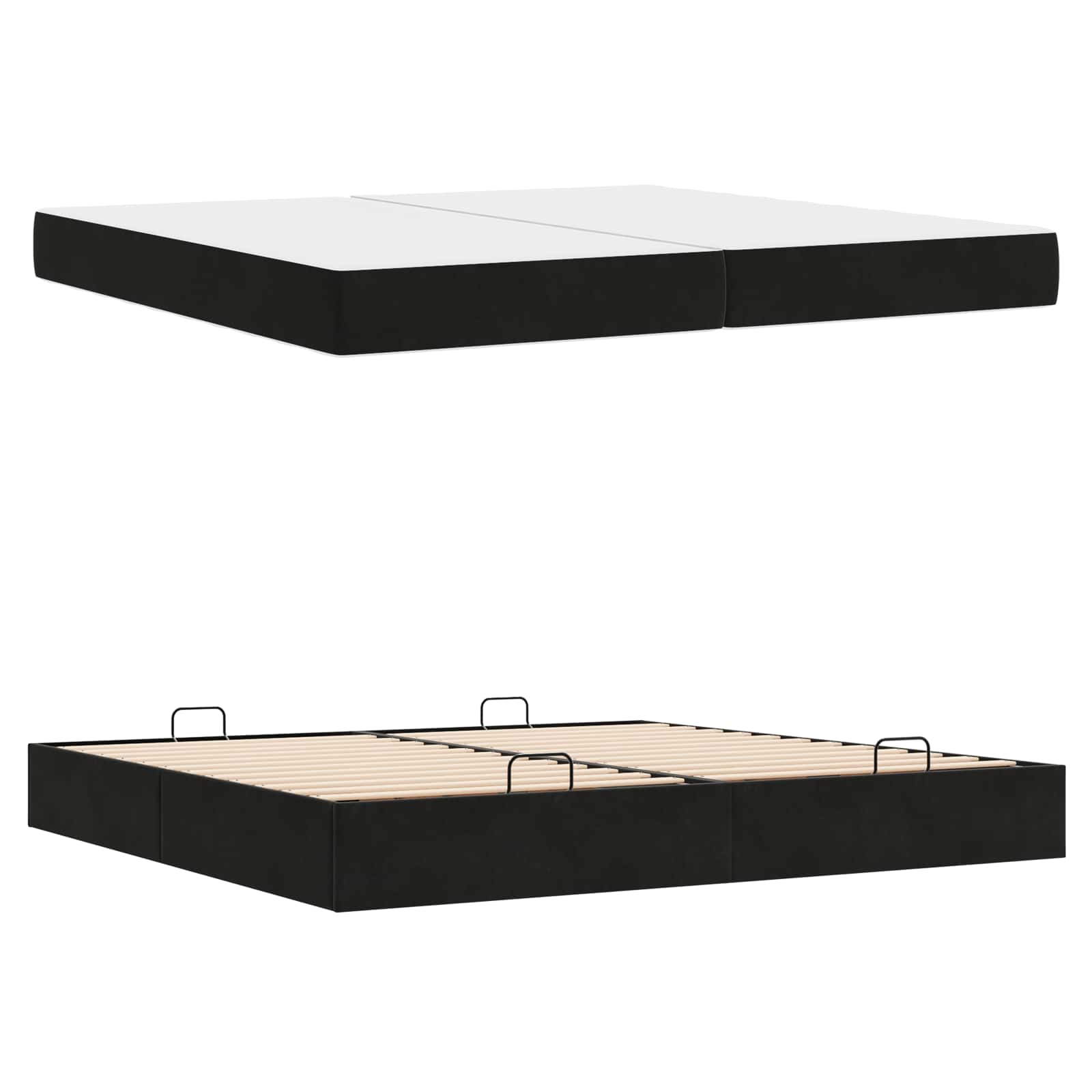 Bedframe met matras met matras 2 pcs Zwart Fluweel – afbeelding 4