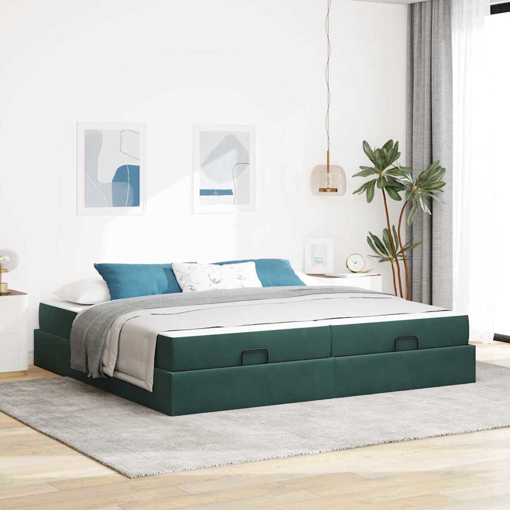 Bedframe met matras 2 st Groen Fluweel
