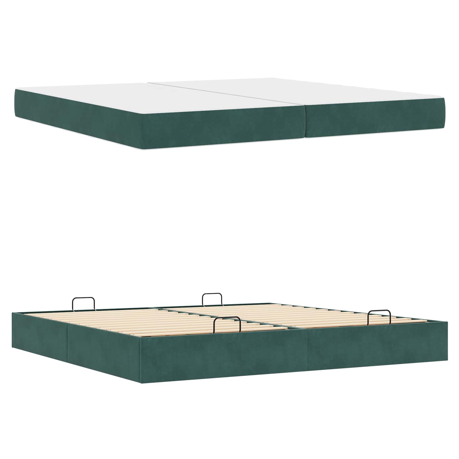 Bedframe met matras 2 st Groen Fluweel – afbeelding 4
