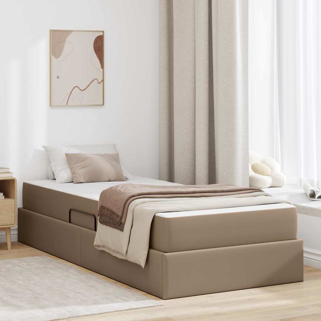 Opslag bed met matras met matras 2 pcs Cappuccino Leer – afbeelding 1