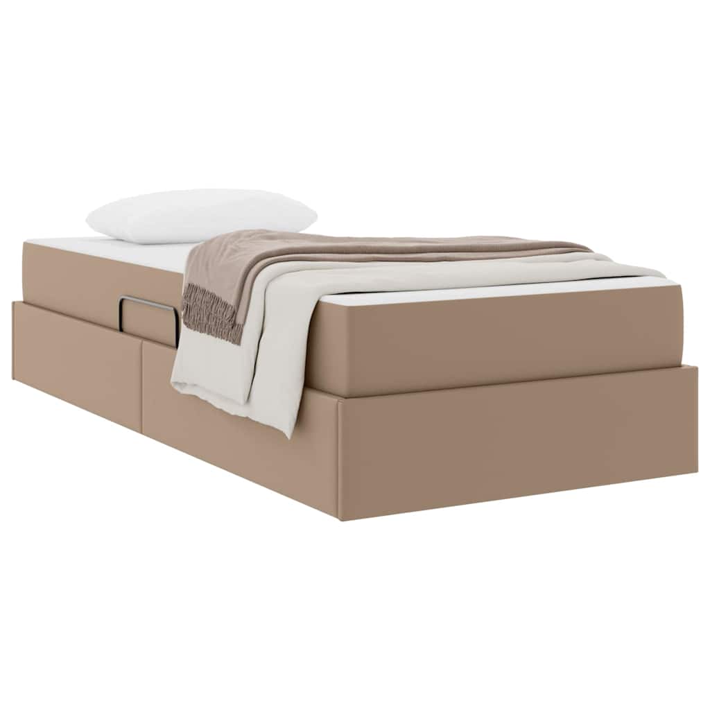 Opslag bed met matras met matras 2 pcs Cappuccino Leer – afbeelding 3