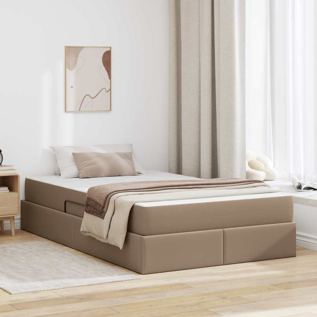 Opslag bed met matras met matras 2 pcs Cappuccino Leer – afbeelding 1