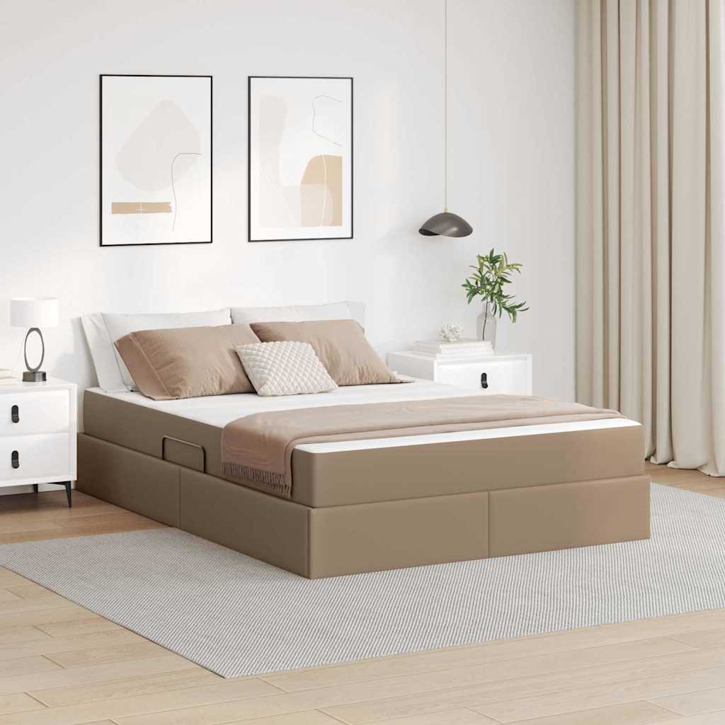 Opslag bed met matras met matras 2 pcs Cappuccino Leer – afbeelding 1