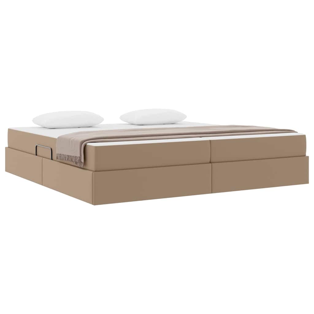 Opslag bed met matras met matras 2 pcs Cappuccino Leer – afbeelding 3