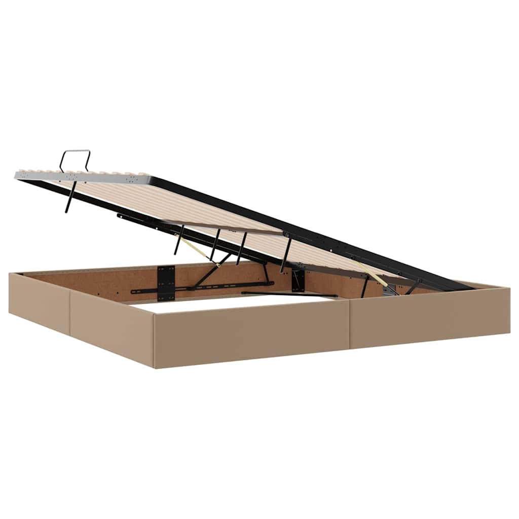 Opslag bed met matras met matras 2 pcs Cappuccino Leer – afbeelding 6