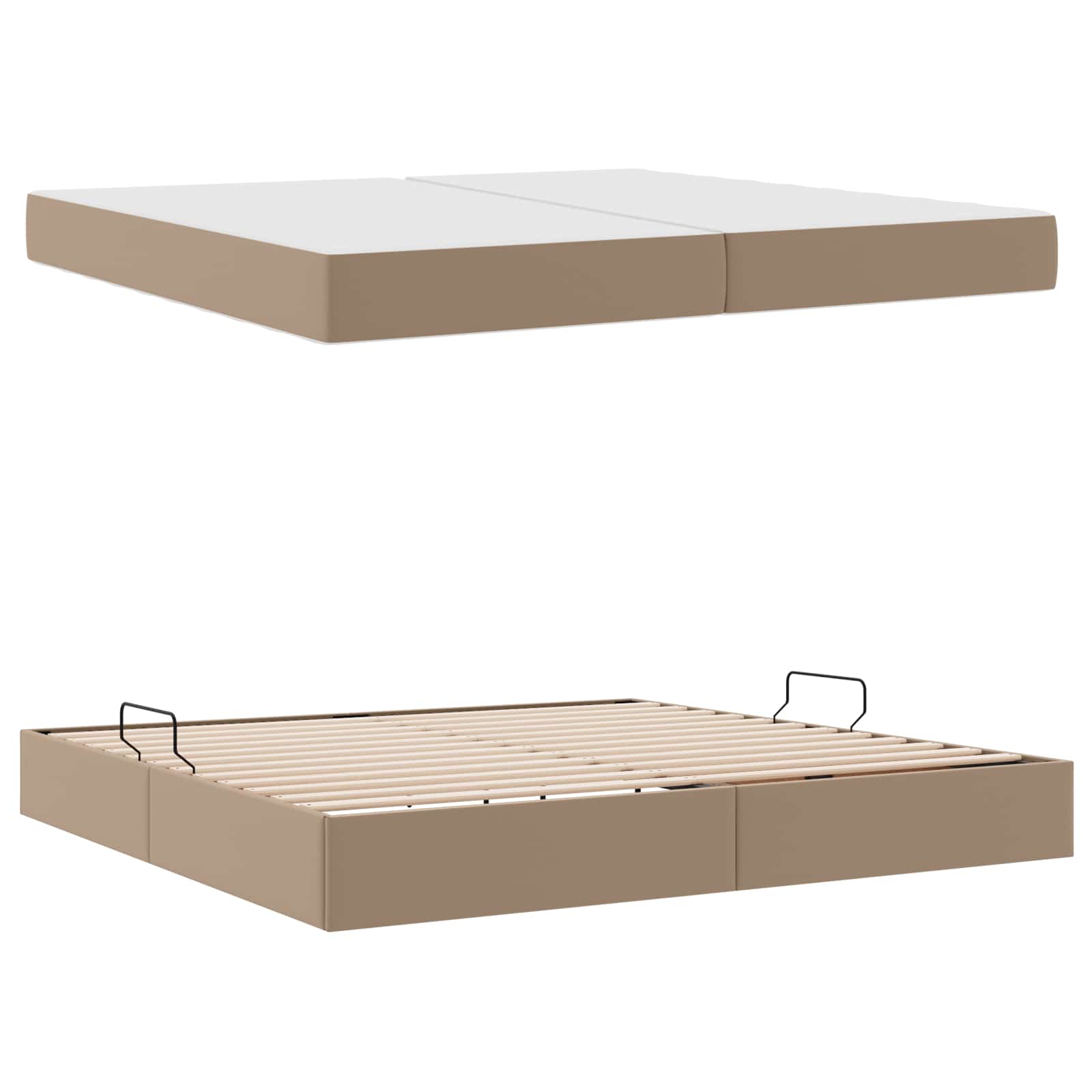 Opslag bed met matras met matras 2 pcs Cappuccino Leer – afbeelding 8