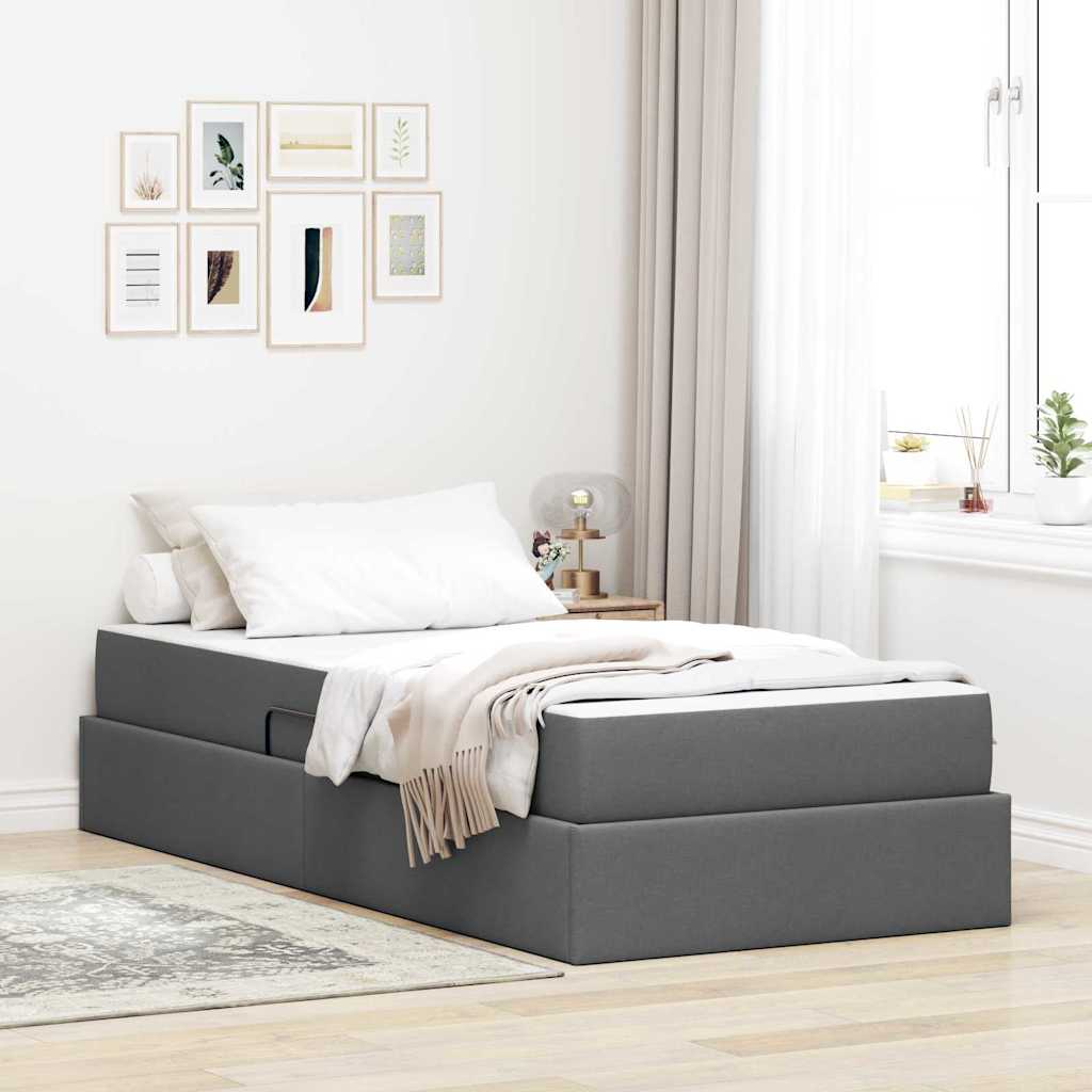 Opbergbed met matras Donkergrijs 90 x 190 cm Polyester – afbeelding 1