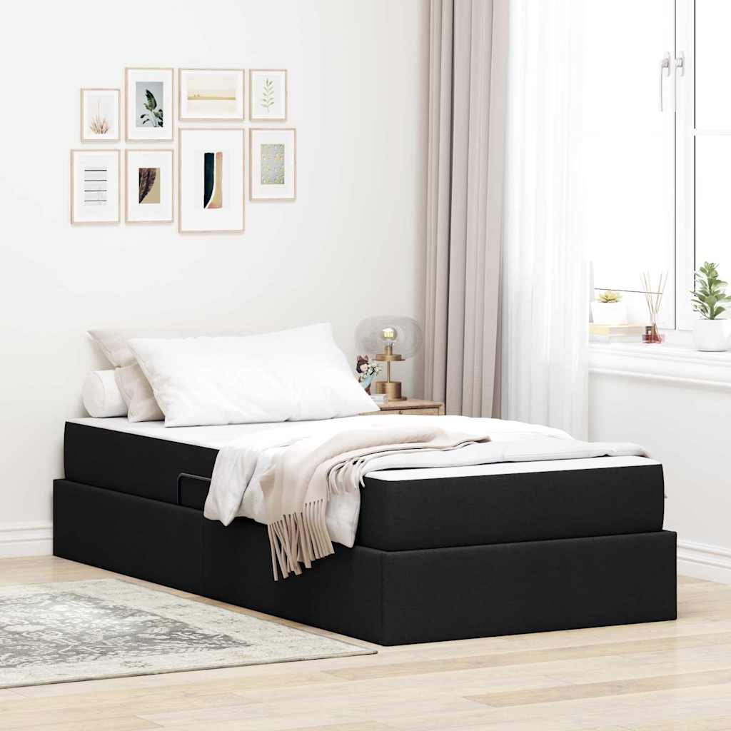 Opbergbed met matras met matras Zwart 90 x 200 cm Polyester – afbeelding 1