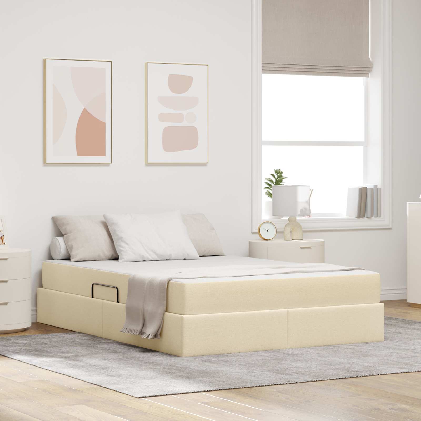 Opbergbed met matras met matras Crème 140 x 190 cm Polyester – afbeelding 1
