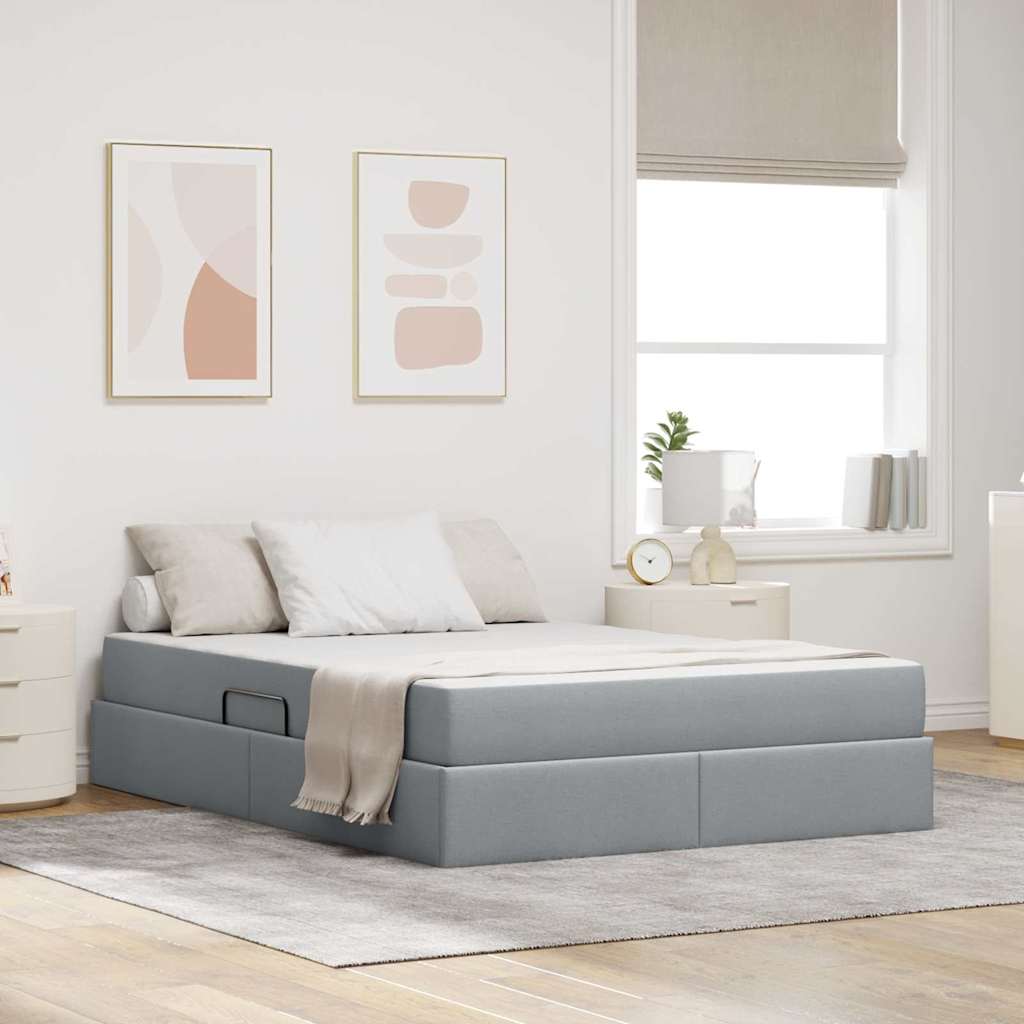 Opbergbed met matras Lichtgrijs 140 x 200 cm Polyester – afbeelding 1
