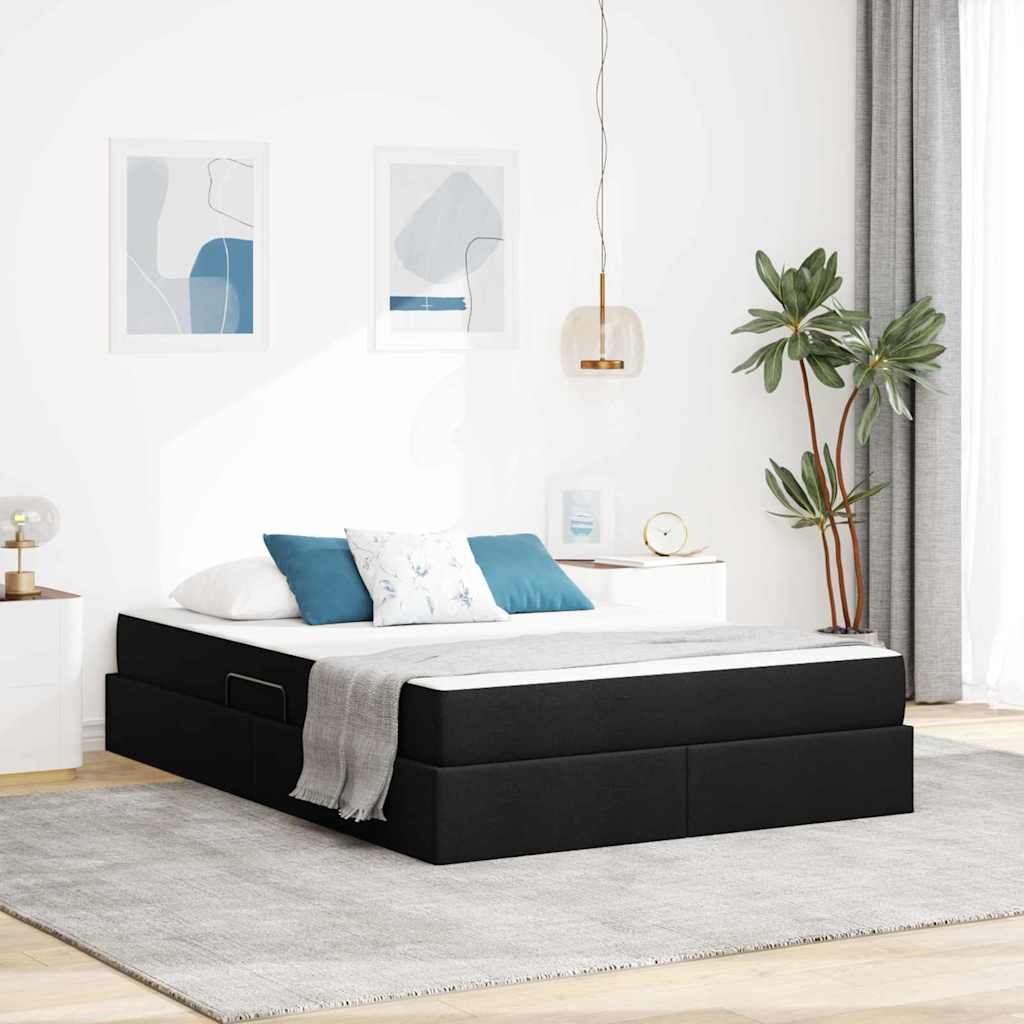 Opbergbed met matras met matras Zwart 140 x 200 cm Polyester – afbeelding 1