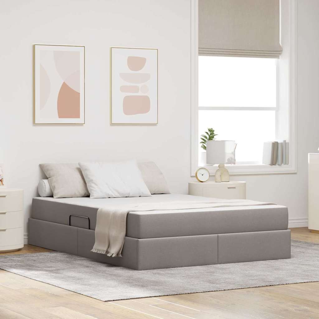 Opbergbed met matras met matras Taupe 140 x 200 cm Polyester – afbeelding 1