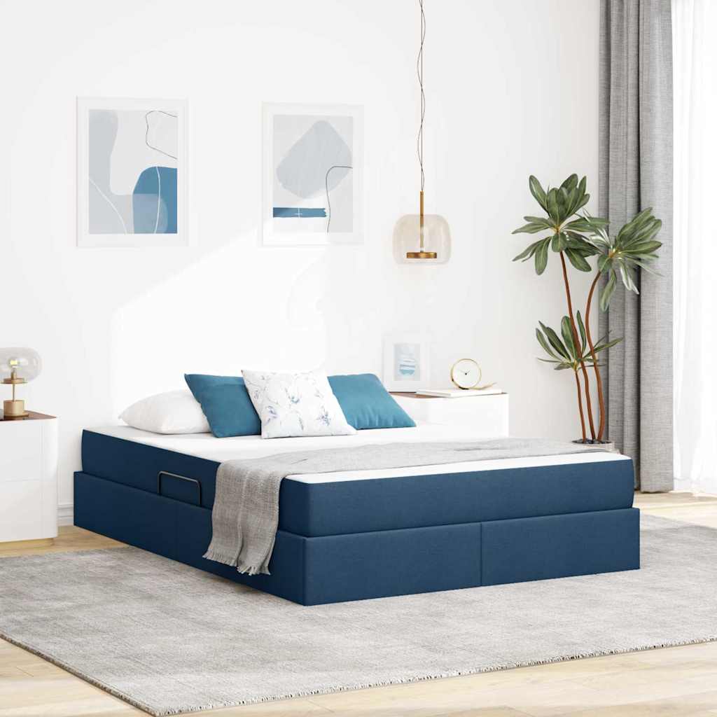 Opbergbed met matras met matras Blauw 140 x 200 cm Polyester – afbeelding 1