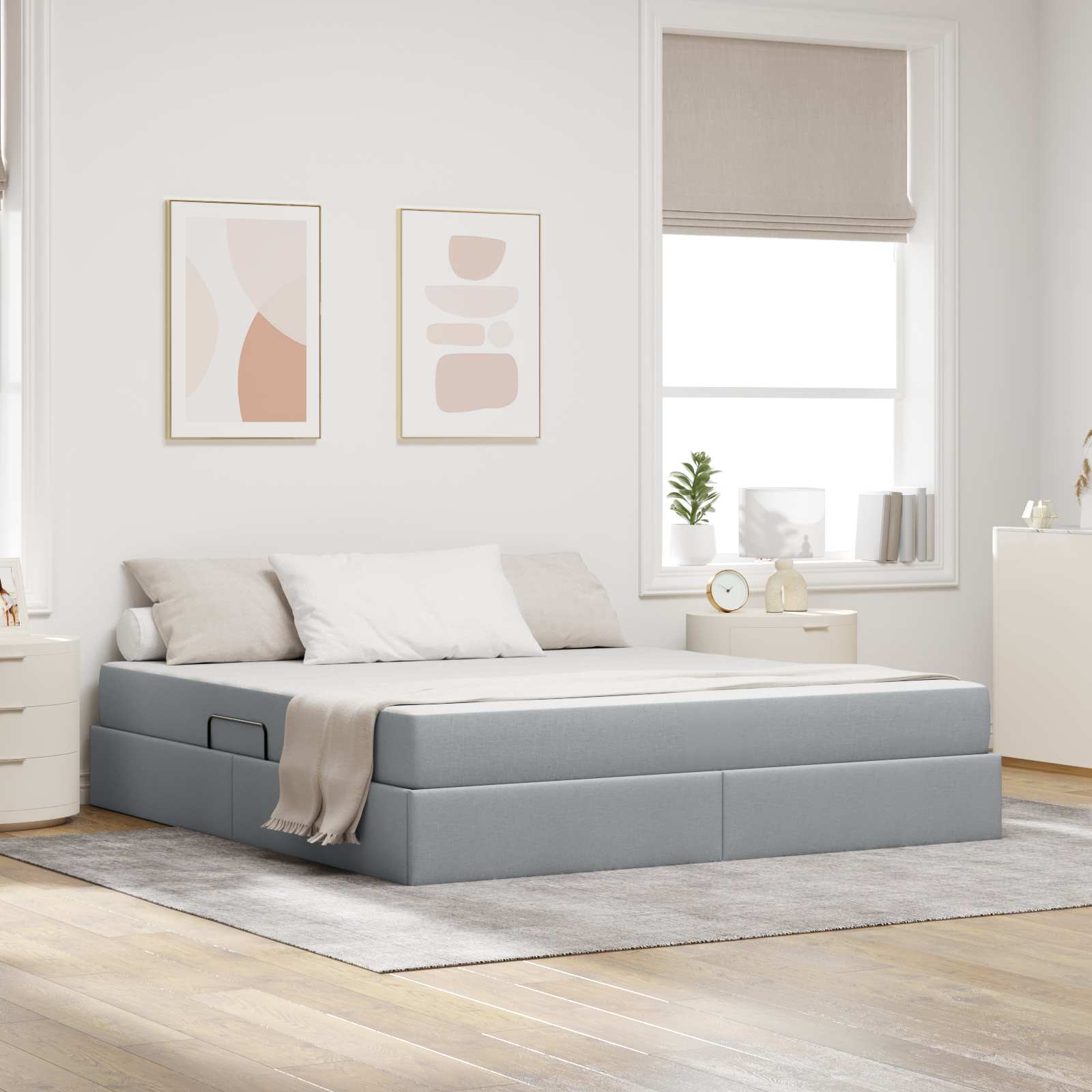 Opbergbed met matras Lichtgrijs 160 x 200 cm Polyester – afbeelding 1