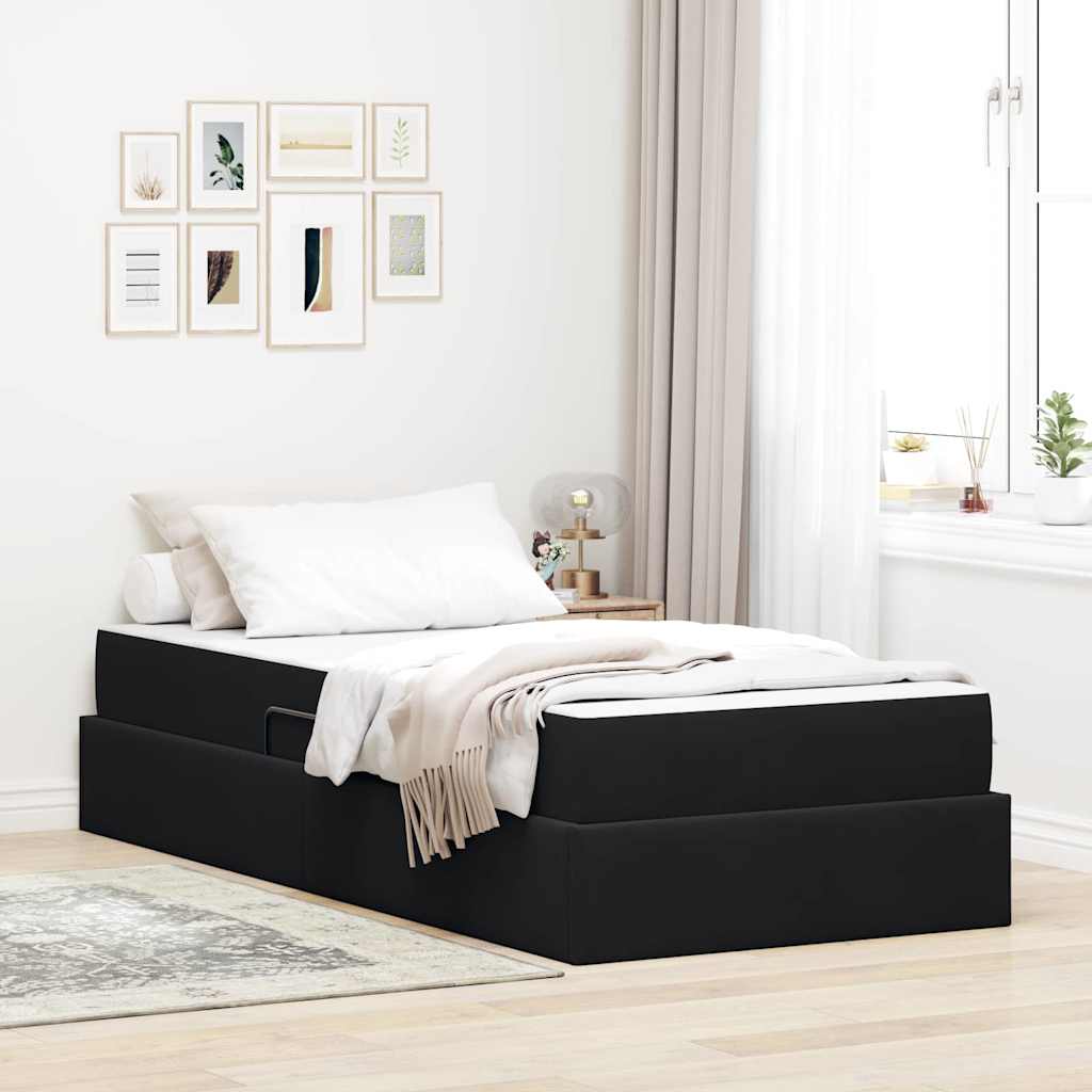 Opbergbed met matras met matras Zwart 90 x 190 cm Fluweel – afbeelding 1