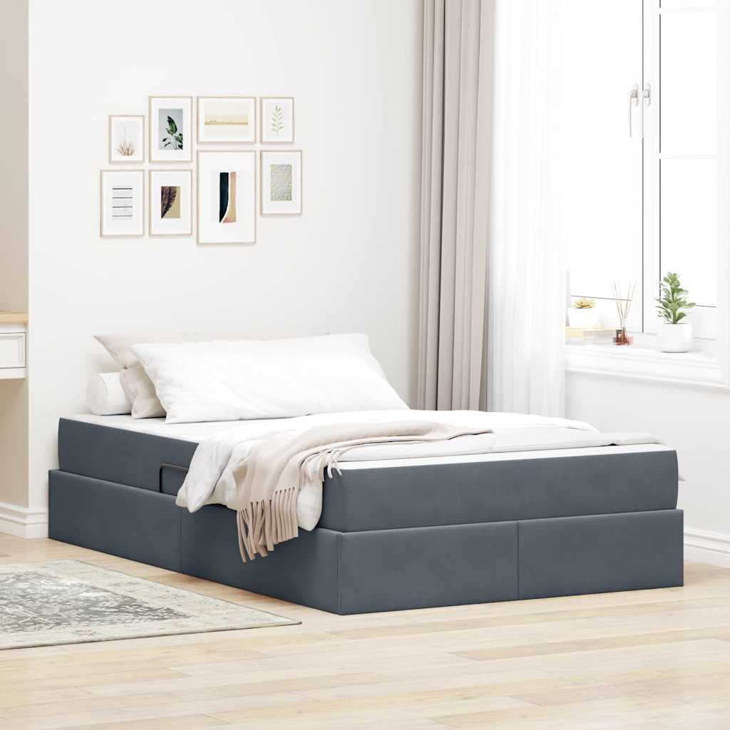 Opbergbed met matras Donkergrijs 120 x 200 cm Fluweel – afbeelding 1