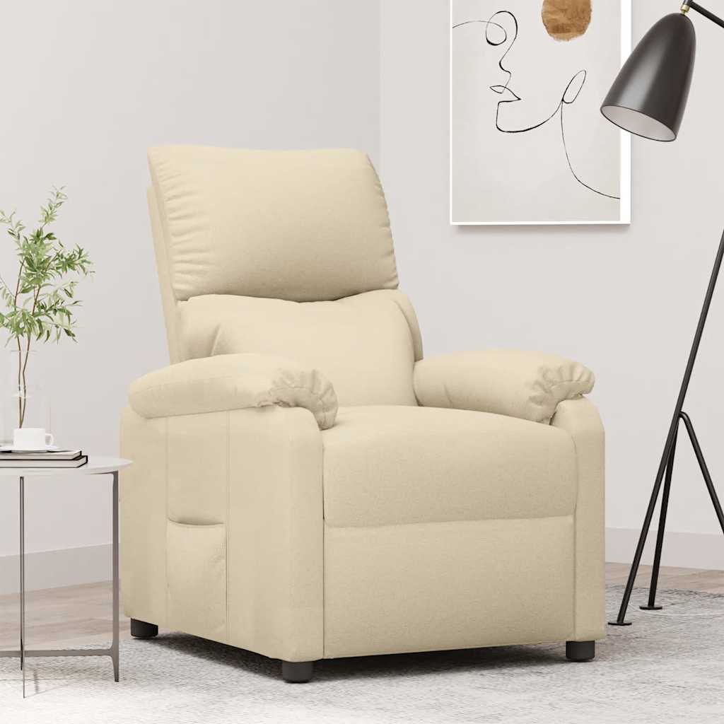 Fauteuil verstelbaar stof crèmekleurig