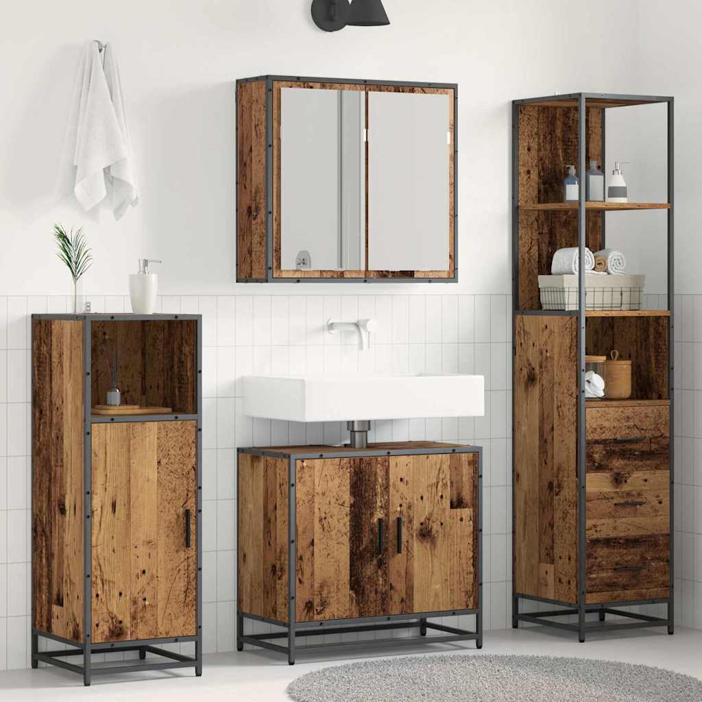 Badkamermeubelset met lade 3 pcs Oud Hout Bewerkt hout