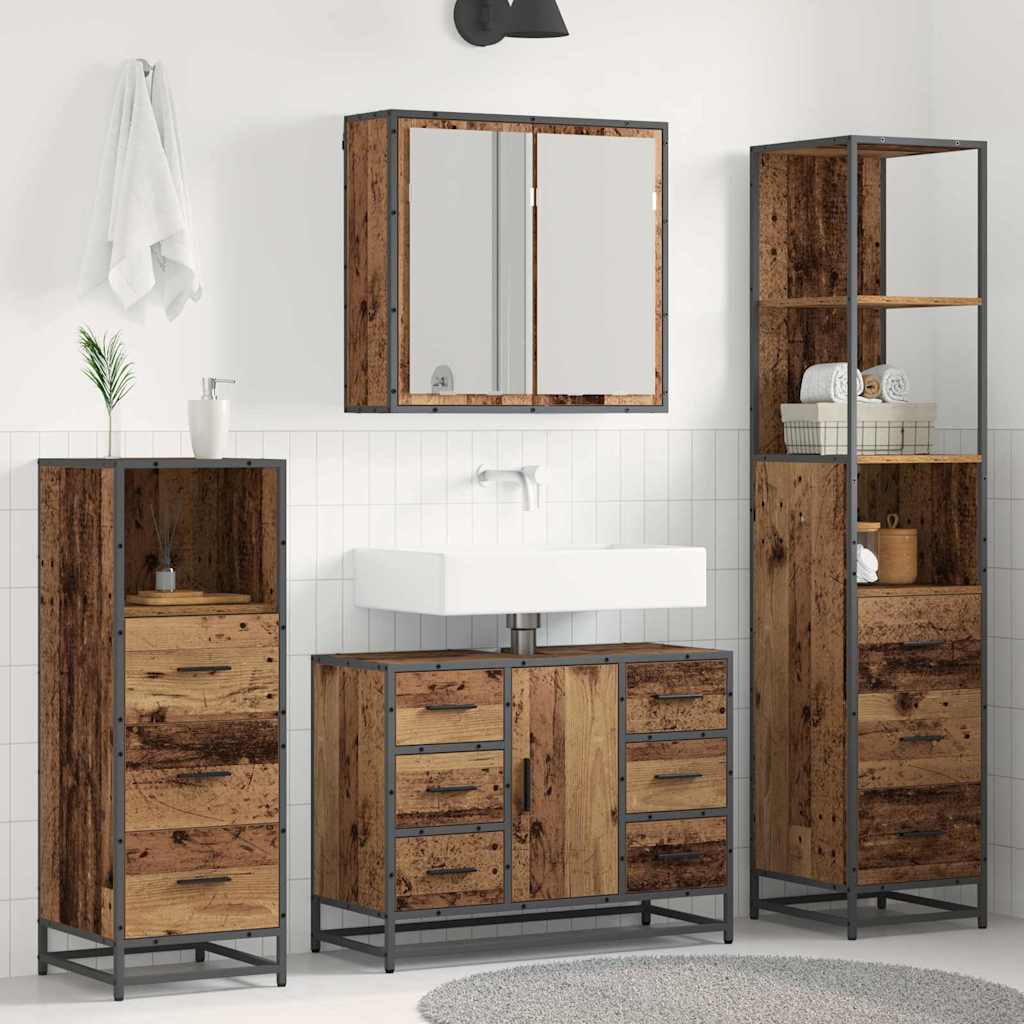 Badkamermeubelset met lade 3 pcs Oud Hout Bewerkt hout